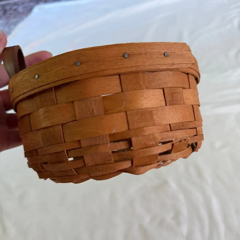 Vintage Longaberger Round ~6 inch Basket Handles Cottagecore 90s 1991